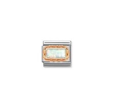 Nomination Link Rosékleurig - 430512-07 - Classic BAGUETTE STONE WITH RICH SETTING - White Opal