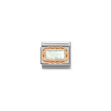 Nomination Link Rosékleurig - 430512-07 - Classic BAGUETTE STONE WITH RICH SETTING - White Opal