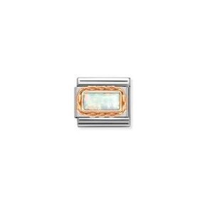 Nomination Link Rosékleurig - 430512-07 - Classic BAGUETTE STONE WITH RICH SETTING - White Opal
