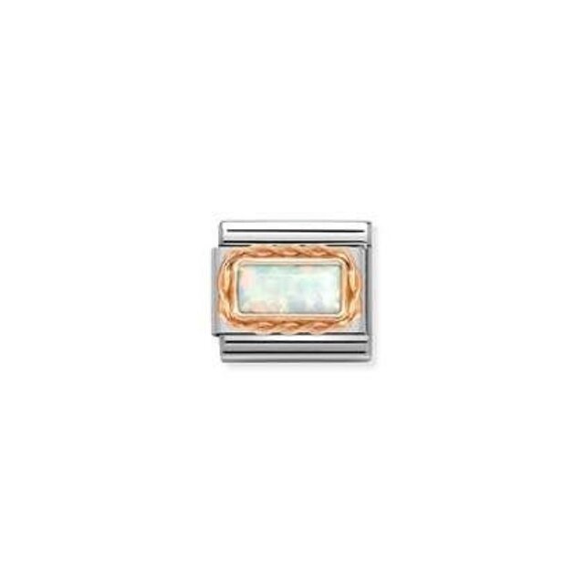Nomination Link Rosékleurig - 430512-07 - Classic BAGUETTE STONE WITH RICH SETTING - White Opal Nomination Link Rosékleurig - 430512-07 - Classic BAGUETTE STONE WITH RICH SETTING - White Opal
