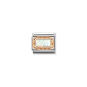 Nomination Link Rosékleurig - 430512-07 - Classic BAGUETTE STONE WITH RICH SETTING - White Opal Nomination Link Rosékleurig - 430512-07 - Classic BAGUETTE STONE WITH RICH SETTING - White Opal