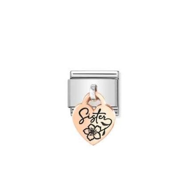 NOMINATION COMPOSABLE CLASSIC CHARM ENGRAVED PLATE HEART SISTER 431803/05