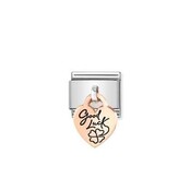 NOMINATION COMPOSABLE CLASSIC CHARM ENGRAVED PLATE HEART GOOD LUCK 431803/07