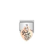 Nomination Link Rosékleurig - 431803-07 - Classic CHARMS ENGRAVED PLATES - Good Luck