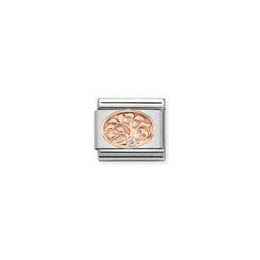 Nomination Link Rosékleurig - 430305-12 - Classic SYMBOLS IN STAINLESS STEEL WITH 9K ROSE GOLD AND CZ - Tree of Life