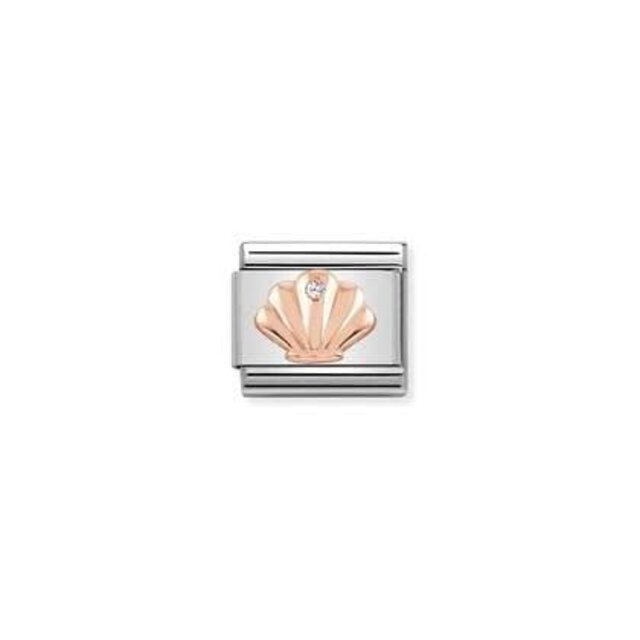 Nomination Link Rosékleurig - 430305-26 - Classic SYMBOLS IN STAINLESS STEEL WITH 9K ROSE GOLD AND CZ - Shell Nomination Link Rosékleurig - 430305-26 - Classic SYMBOLS IN STAINLESS STEEL WITH 9K ROSE GOLD AND CZ - Shell