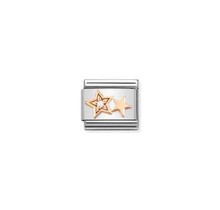 Nomination Link Rosékleurig - 430305-35 - Classic SYMBOLS IN STAINLESS STEEL WITH 9K ROSE GOLD AND CZ - Double Star