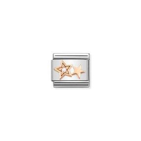 Nomination Link Rosékleurig - 430305-35 - Classic SYMBOLS IN STAINLESS STEEL WITH 9K ROSE GOLD AND CZ - Double Star