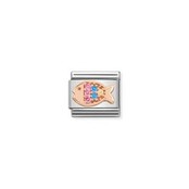 Nomination Link Rosékleurig - 430302-26 - Classic SYMBOLS IN STAINLESS STEEL WITH 9K ROSE GOLD AND CZ - Fish Nomination Link Rosékleurig - 430302-26 - Classic SYMBOLS IN STAINLESS STEEL WITH 9K ROSE GOLD AND CZ - Fish
