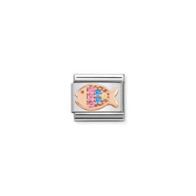 Nomination Link Rosékleurig - 430302-26 - Classic SYMBOLS IN STAINLESS STEEL WITH 9K ROSE GOLD AND CZ - Fish Nomination Link Rosékleurig - 430302-26 - Classic SYMBOLS IN STAINLESS STEEL WITH 9K ROSE GOLD AND CZ - Fish