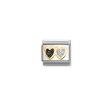 Composable Classic SYMBOLS 030220-15 Double Heart Black and Silver