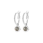 Zilverkleurige Simply Chic Black Diamond Creolen  83069 Zilverkleurige Simply Chic Black Diamond Creolen  83069