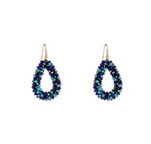 E1072-41 Beads Drop 14k + Blue Mix