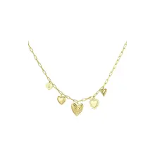 Charm Necklace Hearts For The Win Goudkleurig