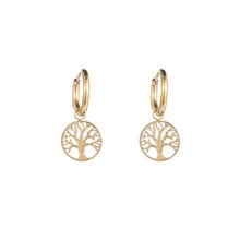 Tree Of Life Hoop Oorbellen Goud E1416-2
