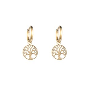 Tree Of Life Hoop Oorbellen Goud E1416-2