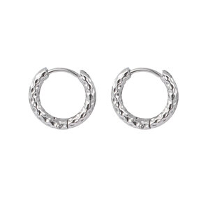 Hammerite Hoop Medium Oorbellen Zilver E2212-1