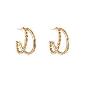 2Way Hoop Oorbellen Goud E1825-2