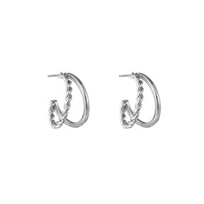 2Way Hoop Oorbellen Zilver E1825-1