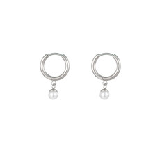 Pearl Hoop Oorbellen Zilver E1719-1
