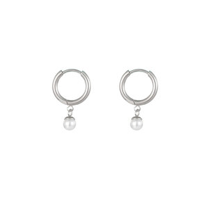 Pearl Hoop Oorbellen Zilver E1719-1