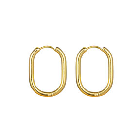 Oval Hoop Oorbellen Goud E1407-2