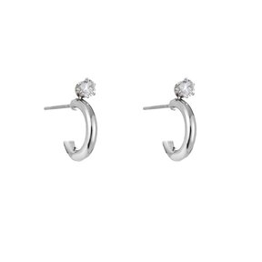Diamond Hoop Oorbellen Zilver E1390-1