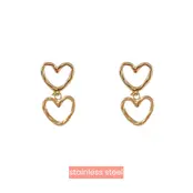 Double Dangling Hearts Oorbellen Goud E3772-2 Double Dangling Hearts Oorbellen Goud E3772-2