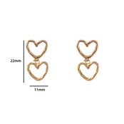 Double Dangling Hearts Oorbellen Goud E3772-2 Double Dangling Hearts Oorbellen Goud E3772-2