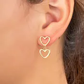 Double Dangling Hearts Oorbellen Goud E3772-2 Double Dangling Hearts Oorbellen Goud E3772-2