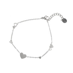 Flat Hearts Armband Zilver B2227-1