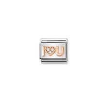 Nomination Link Rosékleurig - 430305-36 - Classic SYMBOLS IN STAINLESS STEEL WITH 9K ROSE GOLD AND CZ - I Heart You