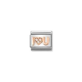 Nomination Link Rosékleurig - 430305-36 - Classic SYMBOLS IN STAINLESS STEEL WITH 9K ROSE GOLD AND CZ - I Heart You