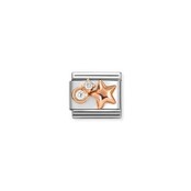 Nomination Link Rosékleurig - 430305-50 - Classic SYMBOLS IN STAINLESS STEEL WITH 9K ROSE GOLD AND CZ - White Rounded Star Nomination Link Rosékleurig - 430305-50 - Classic SYMBOLS IN STAINLESS STEEL WITH 9K ROSE GOLD AND CZ - White Rounded Star