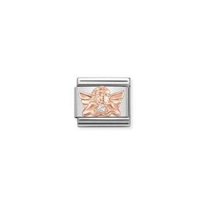Nomination Link Rosékleurig - 430302-17 - Classic SYMBOLS IN STAINLESS STEEL WITH 9K ROSE GOLD AND CZ - Angel of Family