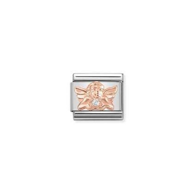 Nomination Link Rosékleurig - 430302-17 - Classic SYMBOLS IN STAINLESS STEEL WITH 9K ROSE GOLD AND CZ - Angel of Family Nomination Link Rosékleurig - 430302-17 - Classic SYMBOLS IN STAINLESS STEEL WITH 9K ROSE GOLD AND CZ - Angel of Family
