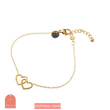 Double Heart Armband Goud B3298-2