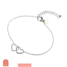 Double Heart Armband Zilver B3298-1