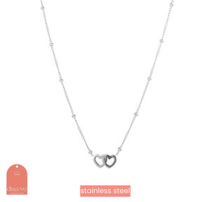 2 Small Hearts Ketting Zilver N3208-1