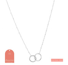 Double Hoop Zilver Ketting N2742-1