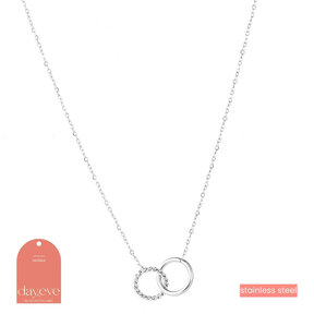 Double Hoop Zilver Ketting N2742-1