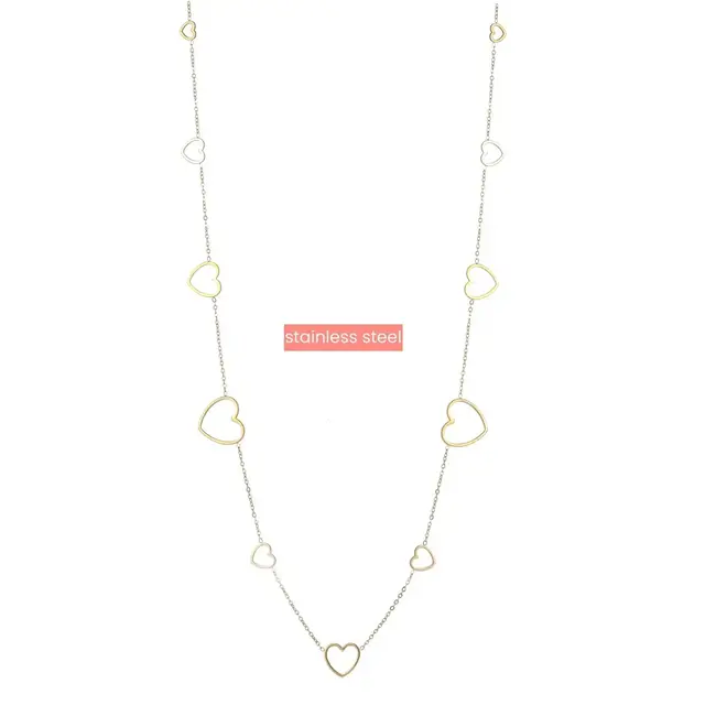 Long Hearts Goud Ketting N4708-2