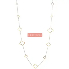 Long Clover Ketting Goud N4707-2