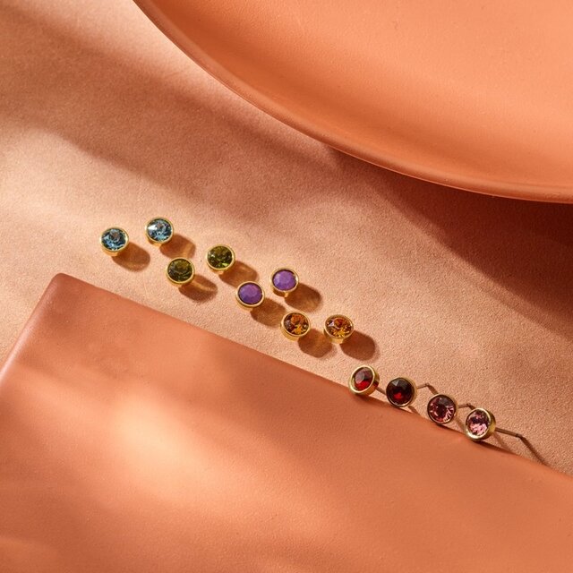 Light Peach Basis Crystal Oorstuds Goud 82341