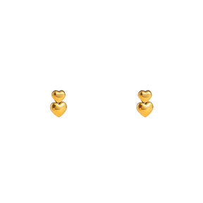Double Heart Stud Goud Oorbellen E4801-2