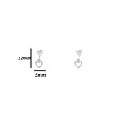 Heart Dangle Stud Zilver Oorbellen E4802-1 Heart Dangle Stud Zilver Oorbellen E4802-1