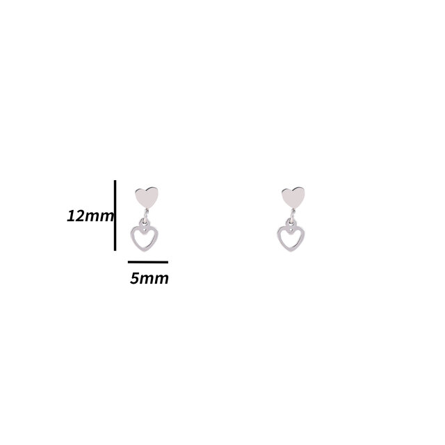 Heart Dangle Stud Zilver Oorbellen E4802-1 Heart Dangle Stud Zilver Oorbellen E4802-1
