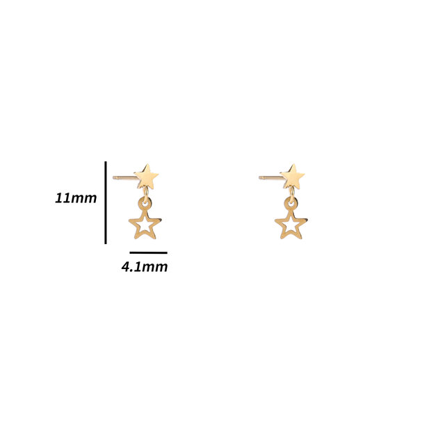 Star Dangle Stud Goud Oorbellen E4805-2 Star Dangle Stud Goud Oorbellen E4805-2