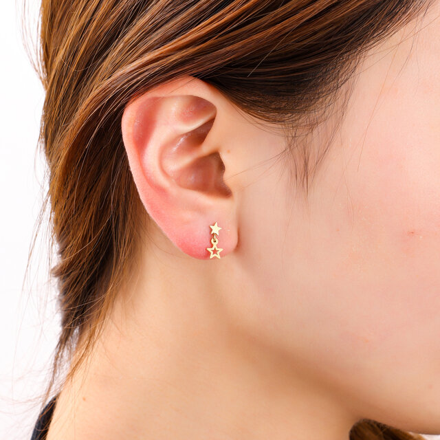 Star Dangle Stud Goud Oorbellen E4805-2 Star Dangle Stud Goud Oorbellen E4805-2