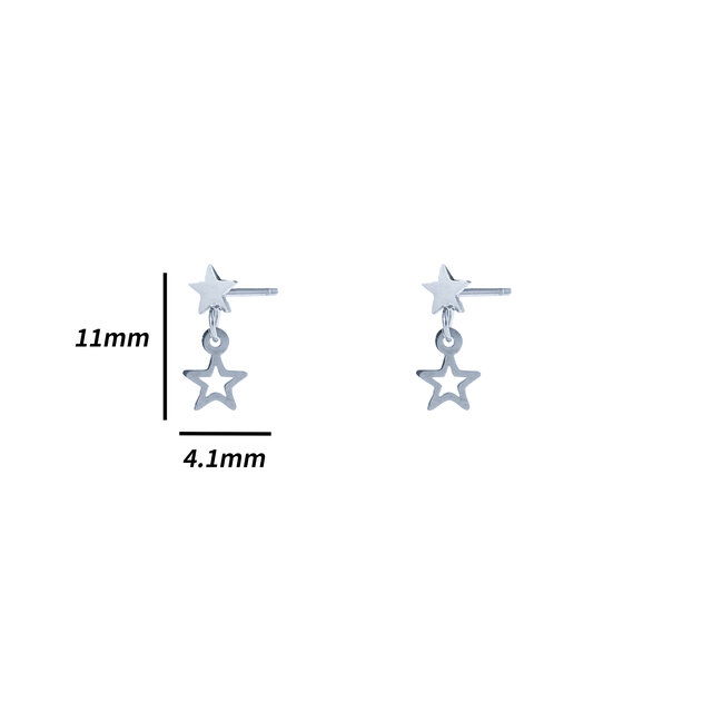 Star Dangle Stud Zilver Oorbellen E4805-1